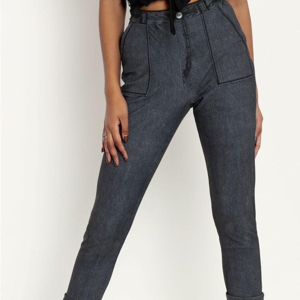 Not Actually Denim Black Cuffed Pants
